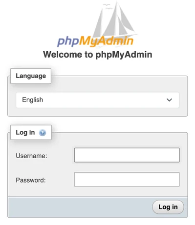 phpMyAdmin login form