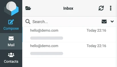 Webmail inbox with the message list