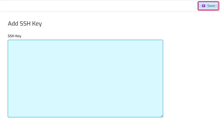 Add SSH Key form with an empty key field